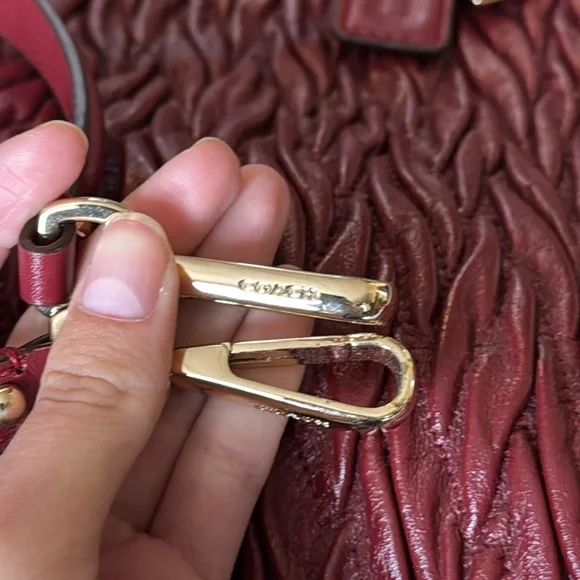 Coach Madison Satchel Bag Gathered Leather Brick Red - Picture 11 of 15